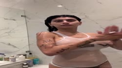 Mia Khalifa - Nude Wet Tank Top Shower